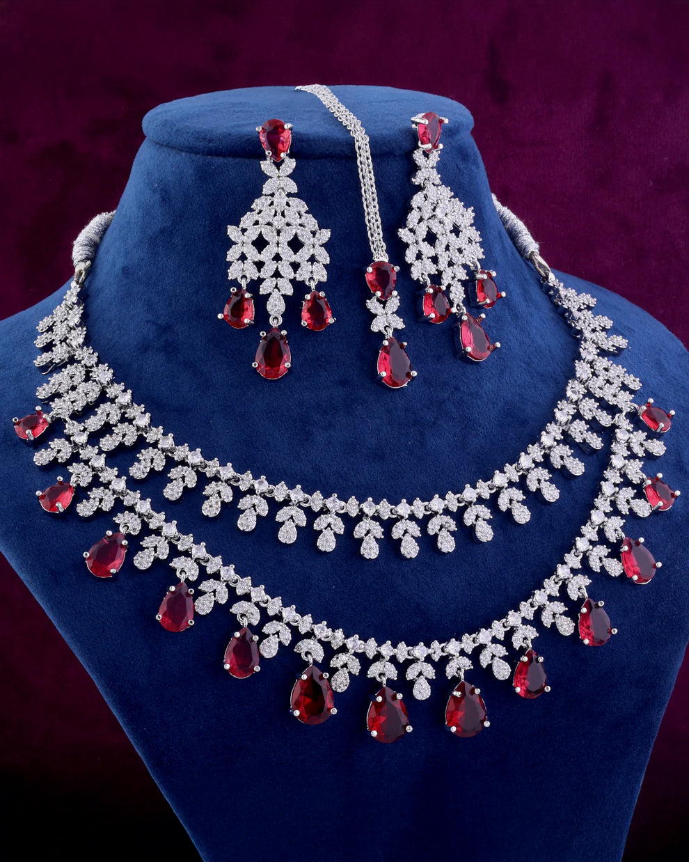 Wine Tara Sutaria Inspired American Diamond Necklace
