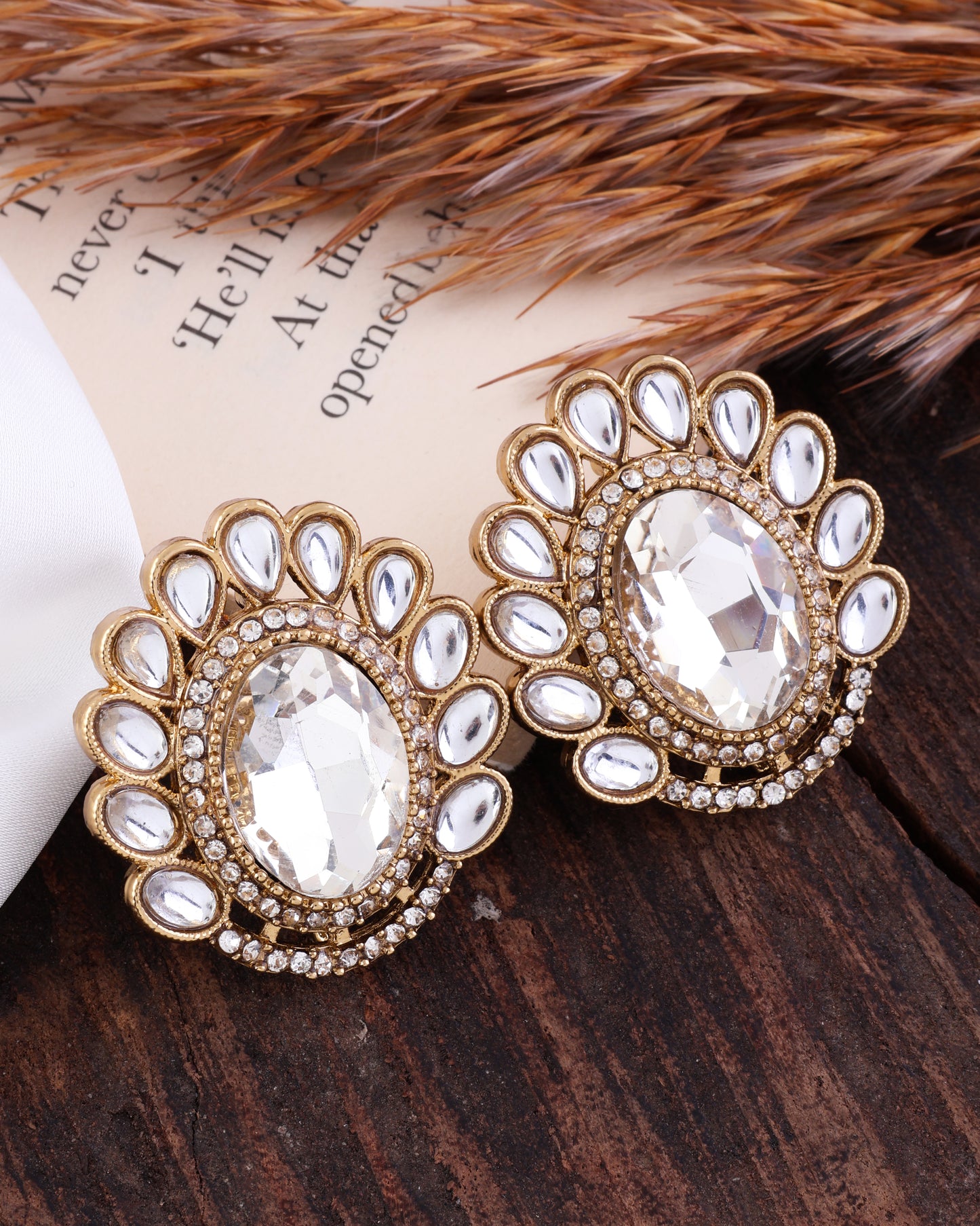 Silver Rupali Premium Stud Earring