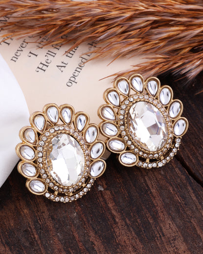 Silver Rupali Premium Stud Earring