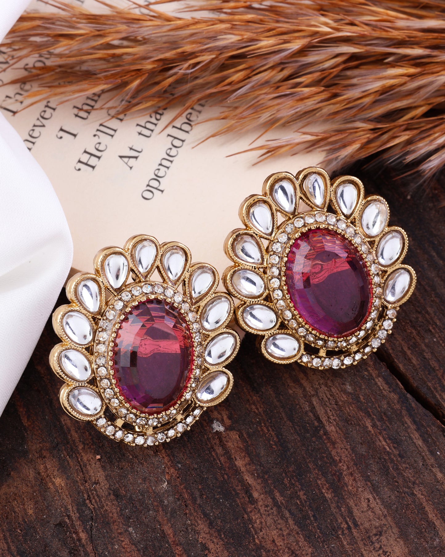 Pink Rupali Premium Stud Earring