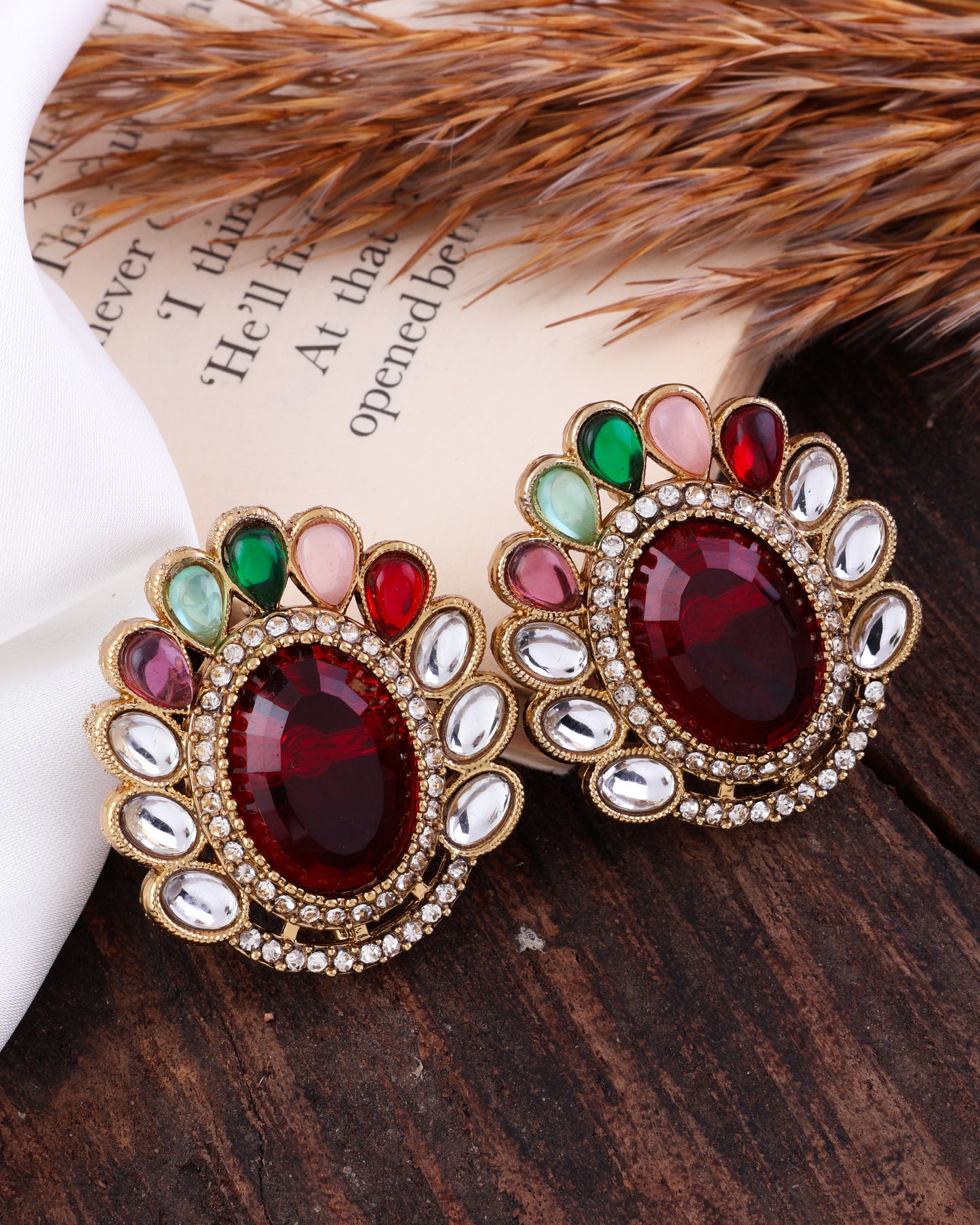 Ruby Multi Rupali Premium Stud Earring