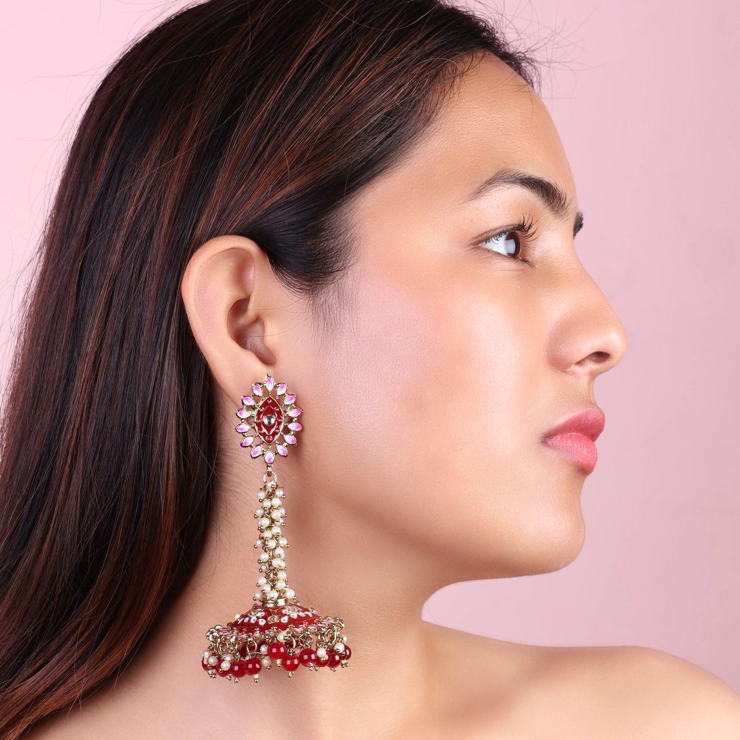 Maroon Iffat Designer Earring