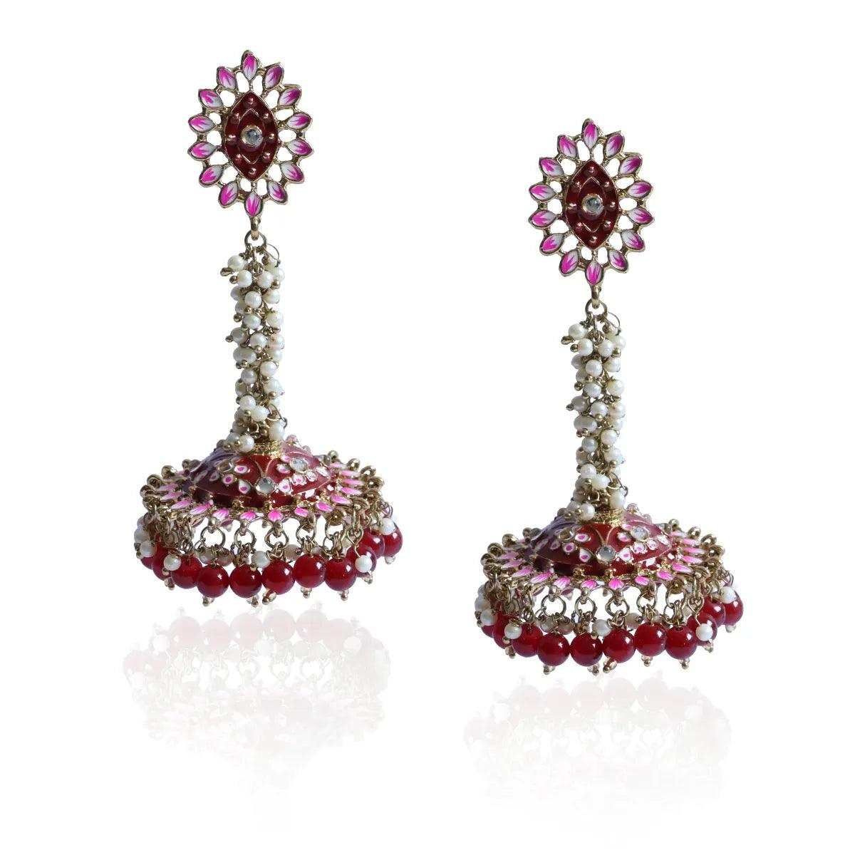 Maroon Iffat Designer Earring