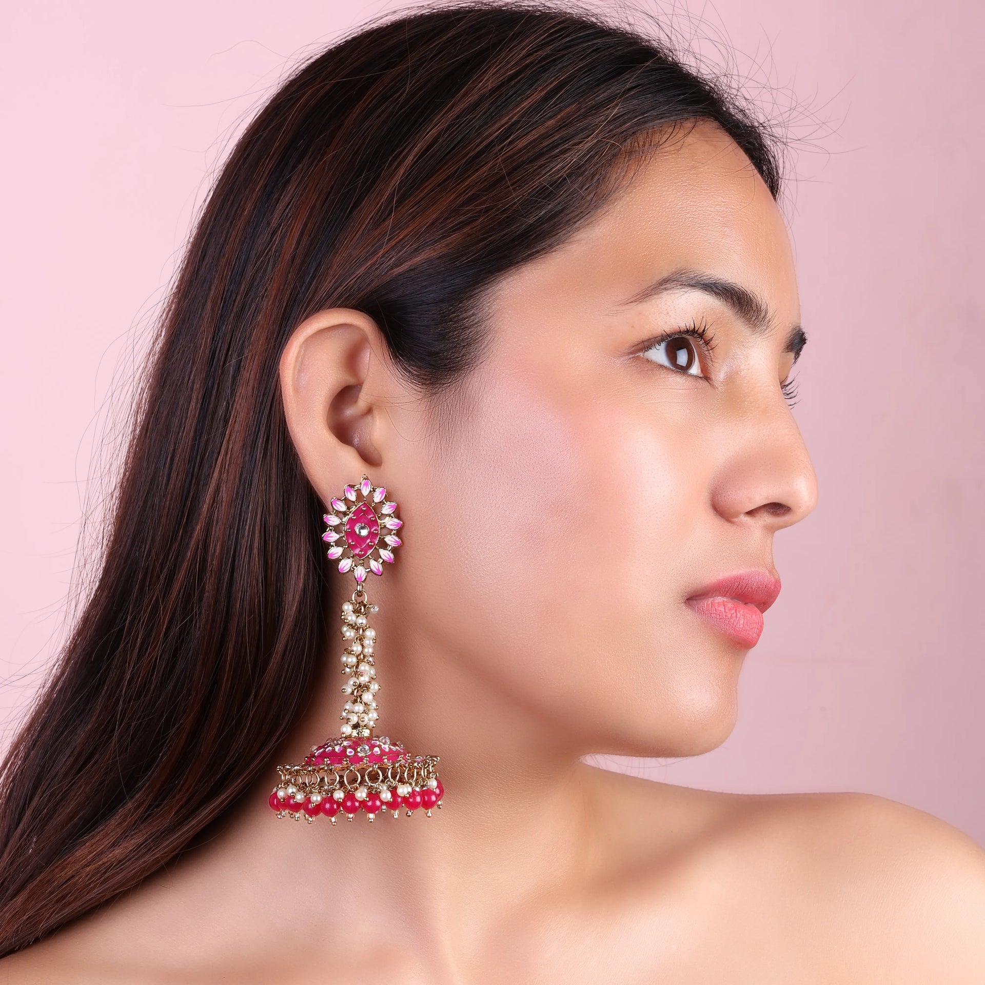 Pink Iffat Designer Earring