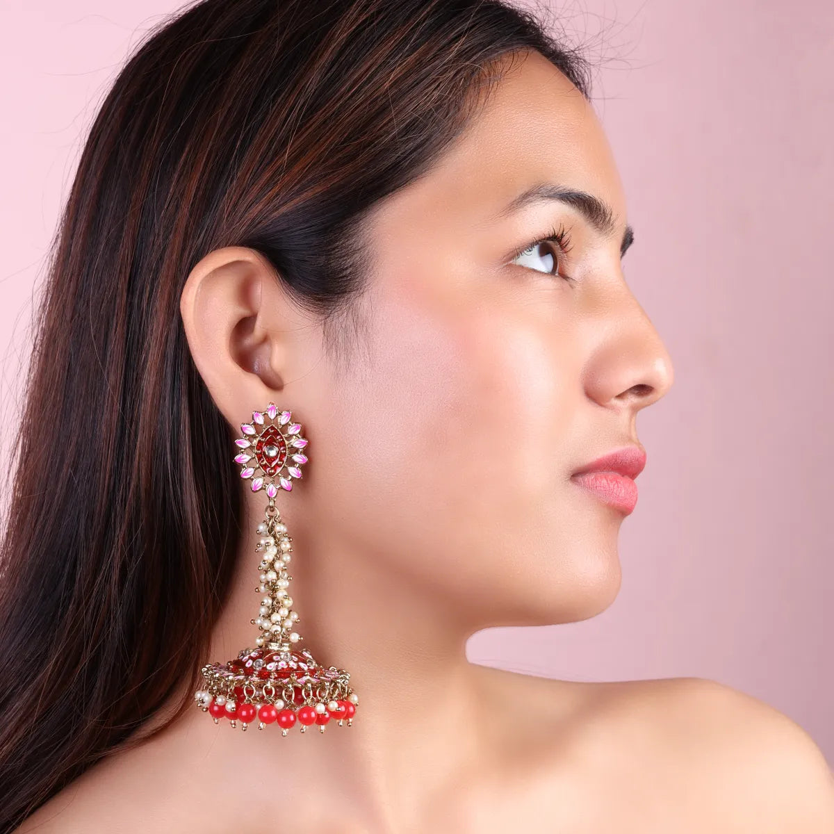 Red Iffat Designer Earring