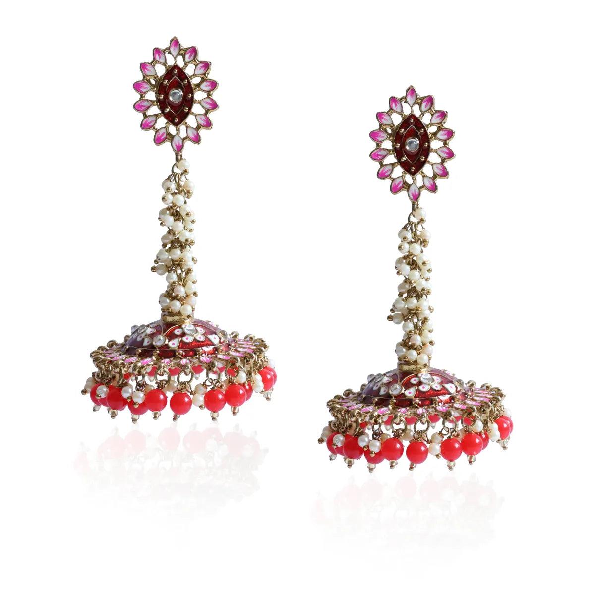 Red Iffat Designer Earring