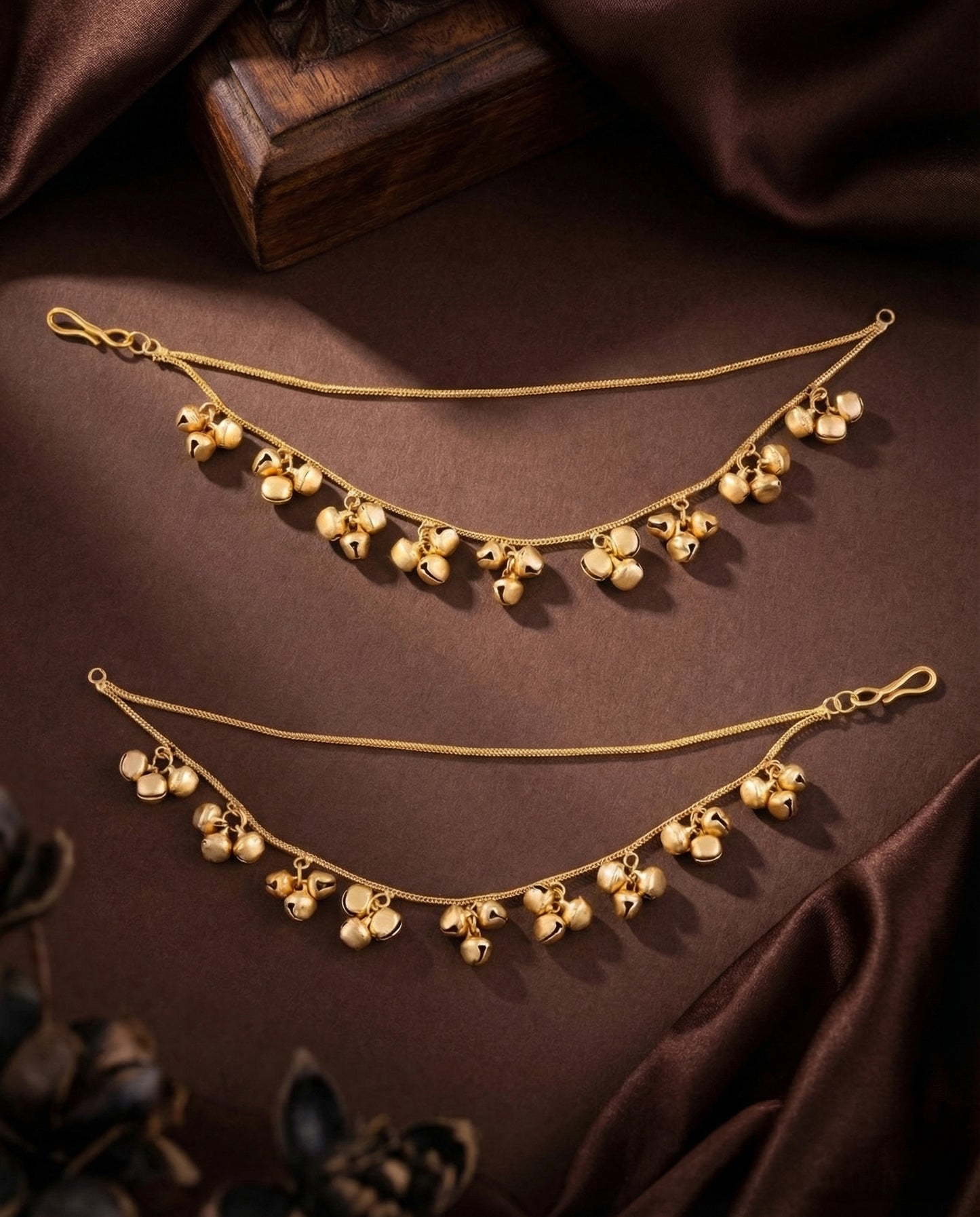 Advay Brass Ghunghroo Kaan Chain Pair
