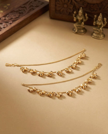 Advay Brass Ghunghroo Kaan Chain Pair