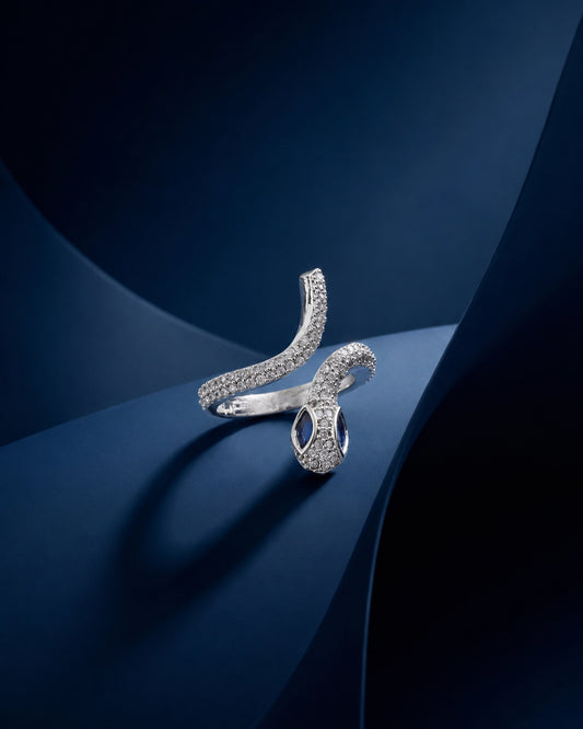 Blue Zenifer American Diamond Serpenti Ring