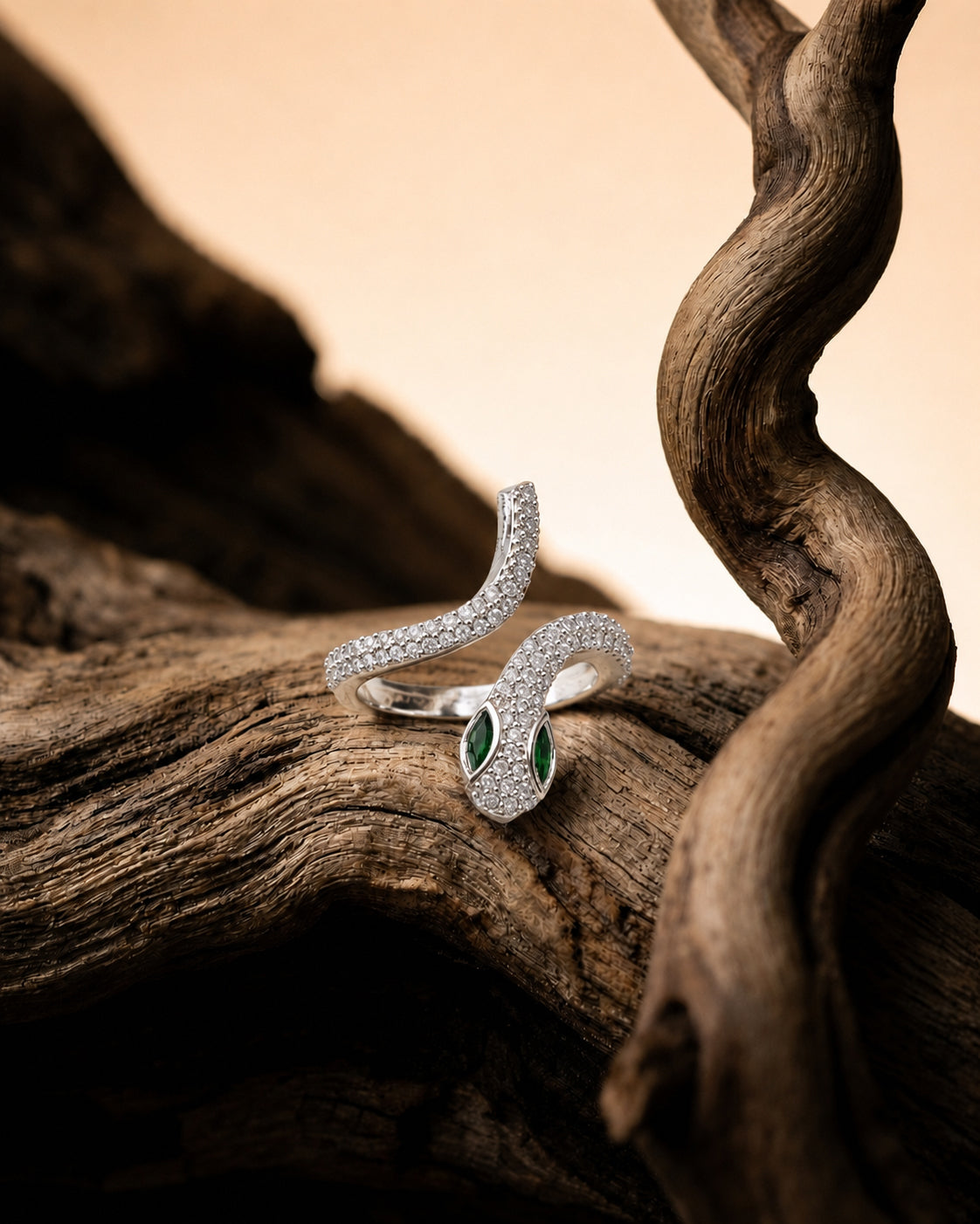 Green Zenifer American Diamond Serpenti Ring
