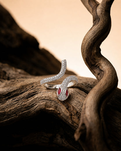 Red Zenifer American Diamond Serpenti Ring