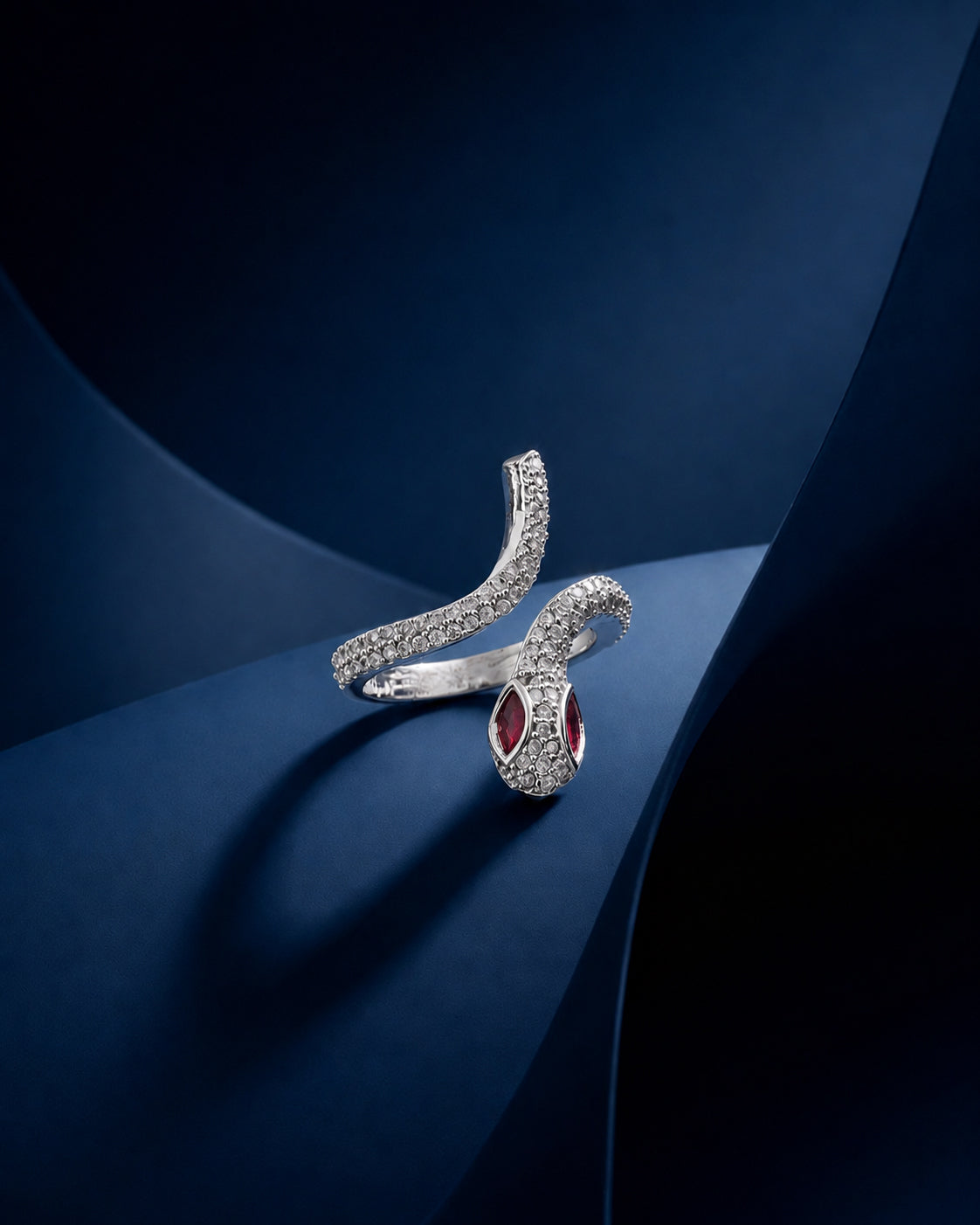 Red Zenifer American Diamond Serpenti Ring