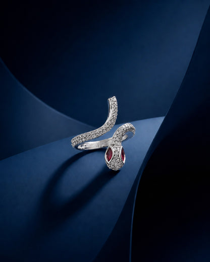 Red Zenifer American Diamond Serpenti Ring