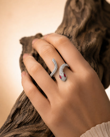 Red Zenifer American Diamond Serpenti Ring