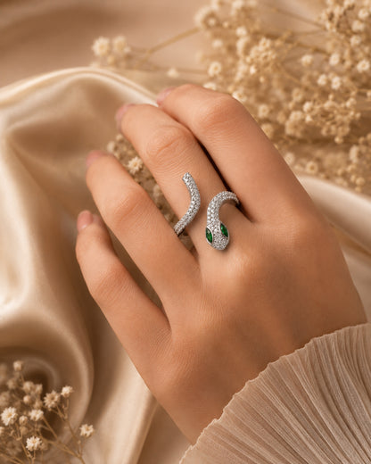 Green Zenifer American Diamond Serpenti Ring