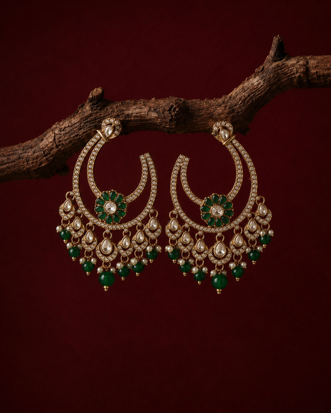 Green Adhavi Premium Designer Zircone Earring