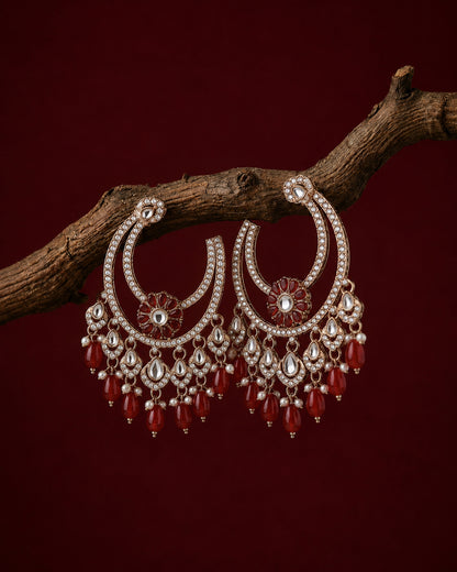 Red Adhavi Premium Designer Zircone Earring