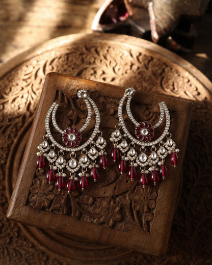 Red Adhavi Premium Designer Zircone Earring