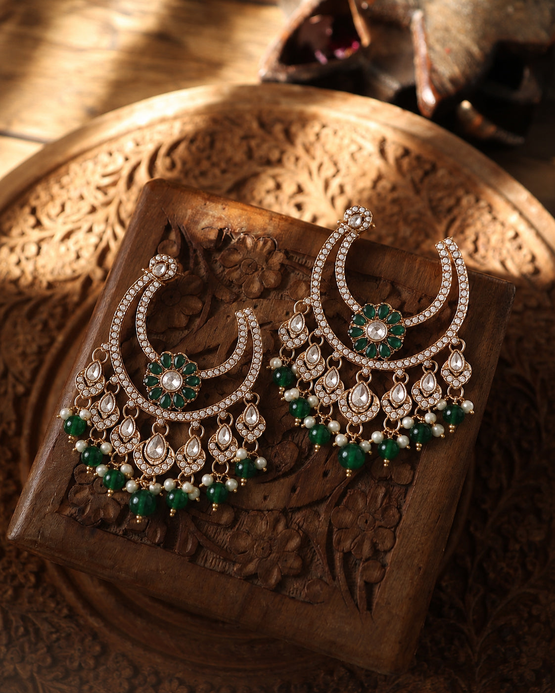 Green Adhavi Premium Designer Zircone Earring