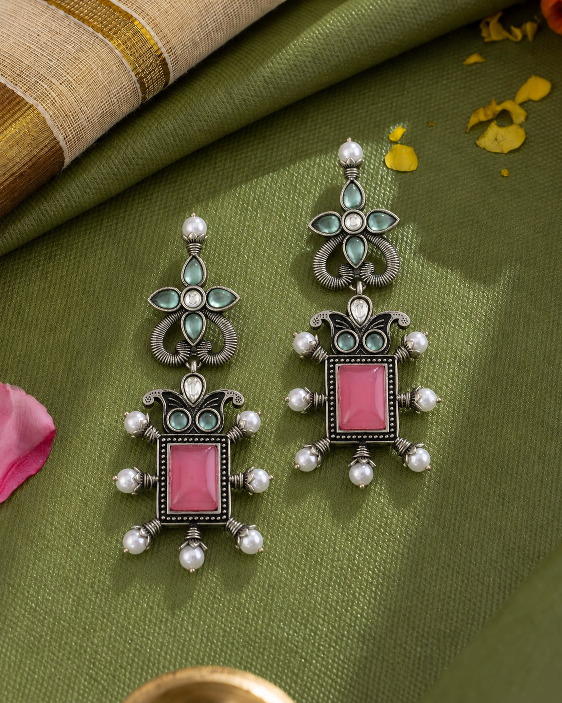 Blush Mint Nira Brass Earring