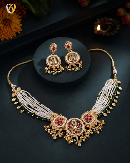 Rajkumari Rajwada Necklace Set with Earring