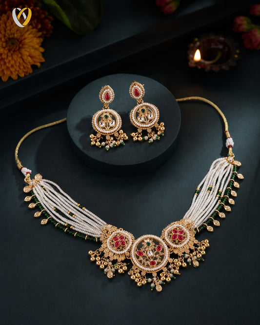Rajkumari Rajwada Necklace Set with Earring