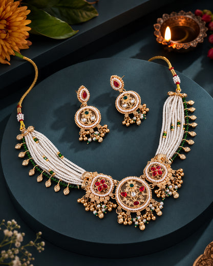 Rajkumari Rajwada Necklace Set with Earring