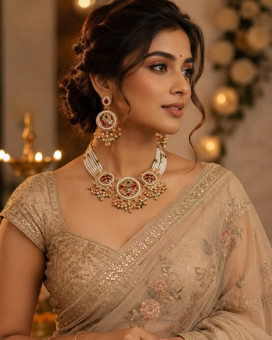 Rajkumari Rajwada Necklace Set with Earring