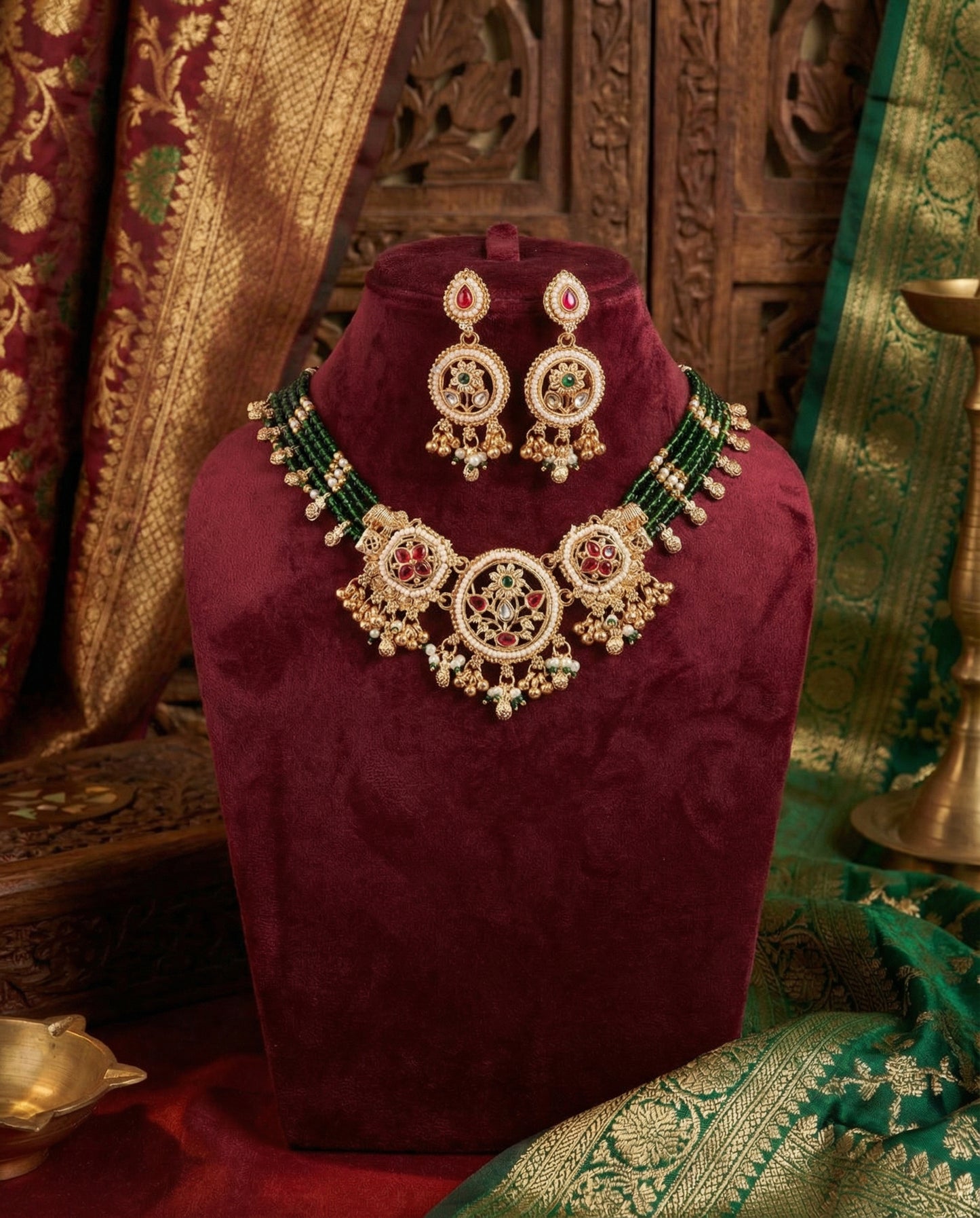 Rajkumari Rajwada Necklace Set with Earring