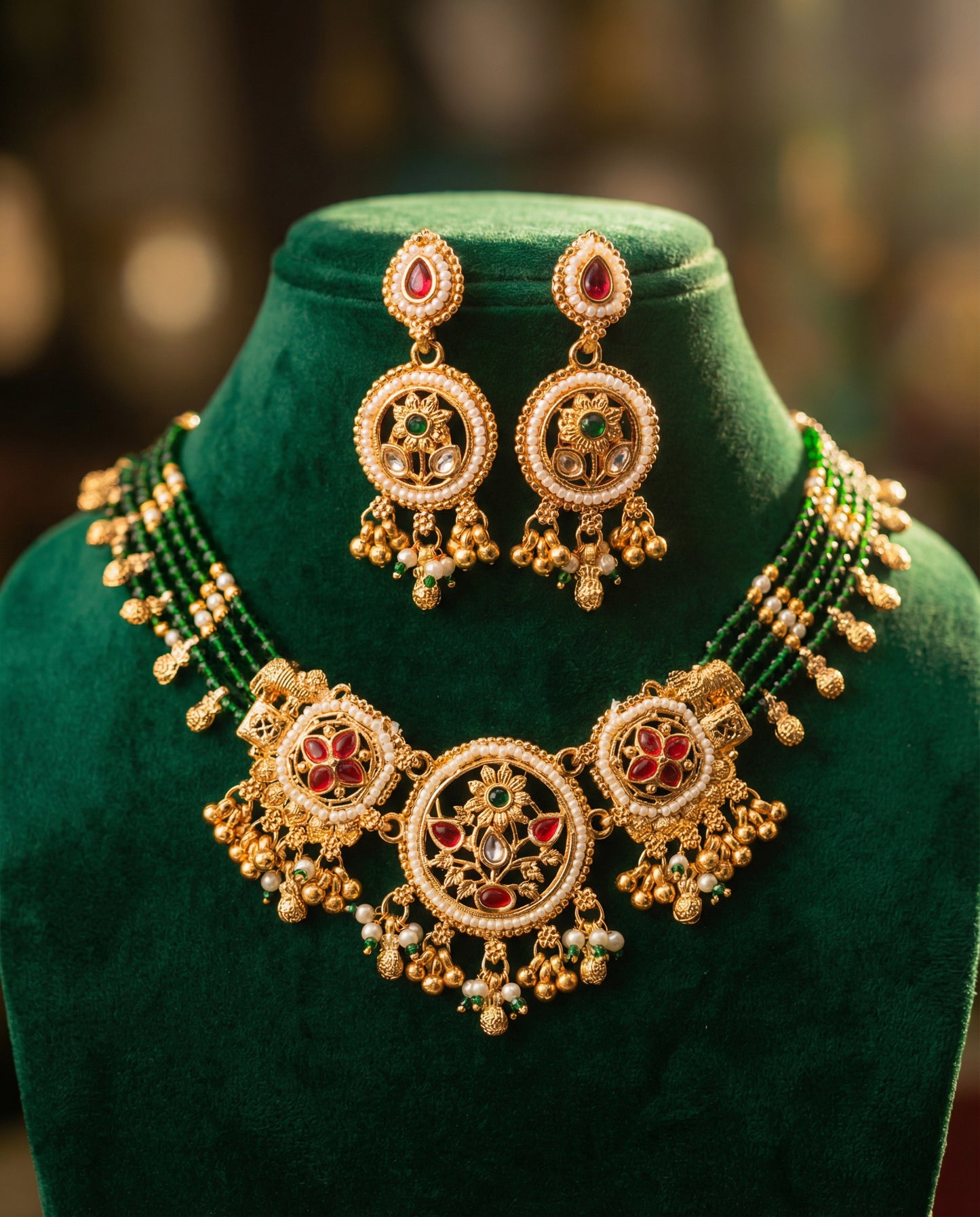 Rajkumari Rajwada Necklace Set with Earring