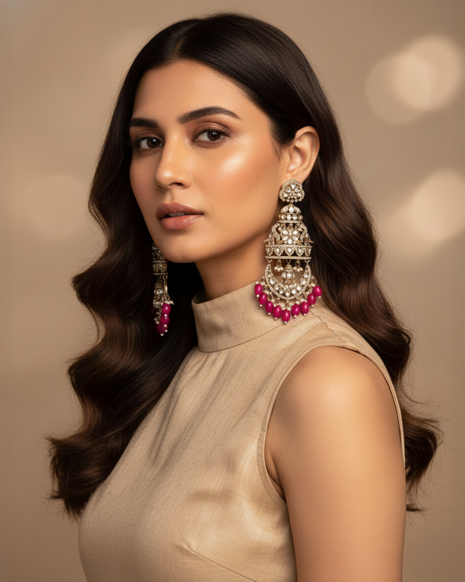 Pink Kavleen Premium Designer Statement Earring