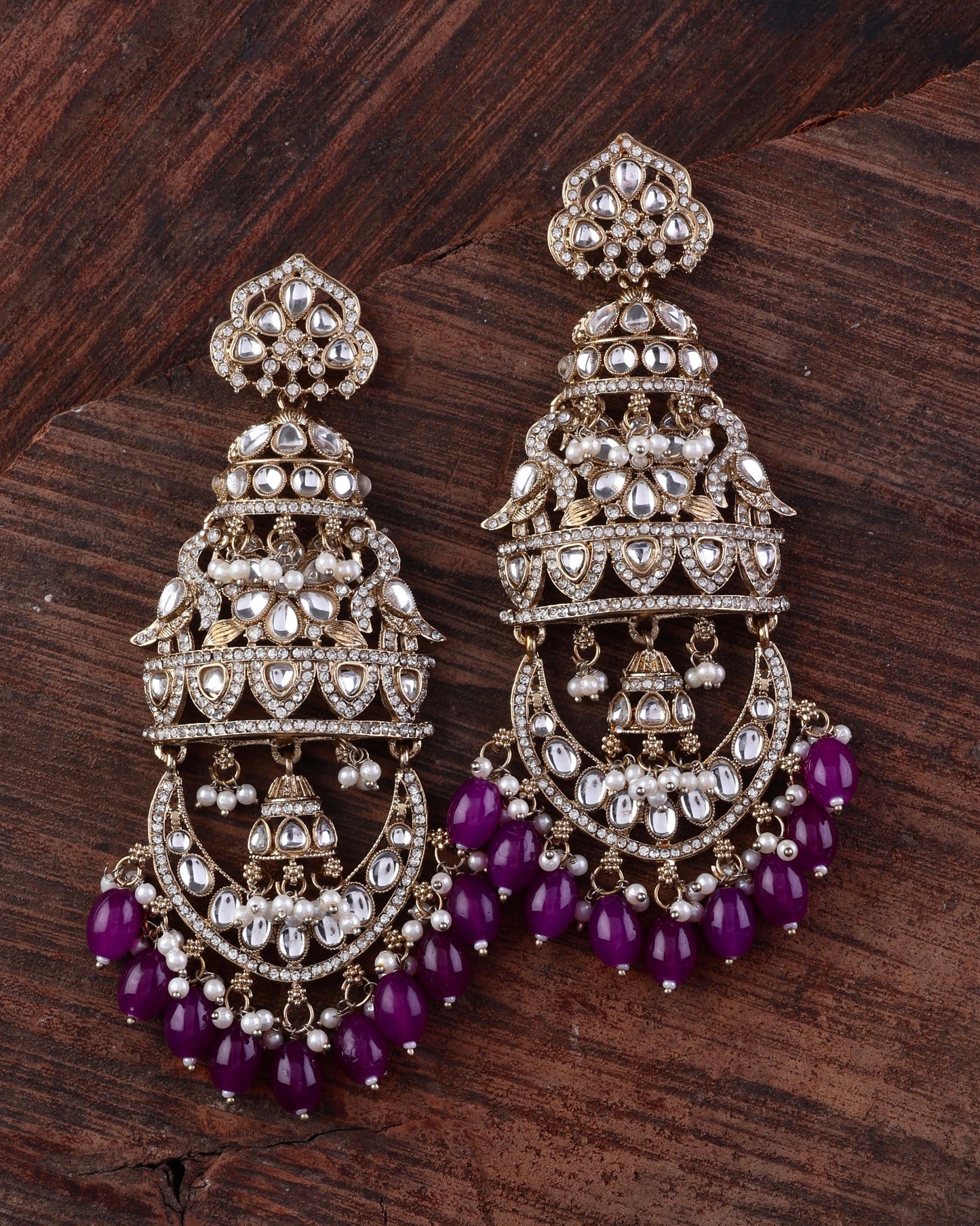 Purple Kavleen Premium Designer Statement Earring