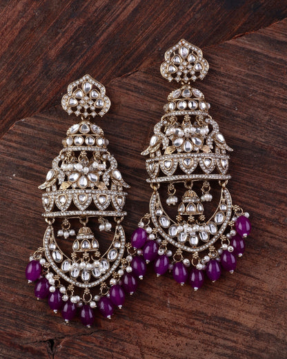 Purple Kavleen Premium Designer Statement Earring