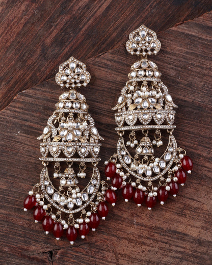 Maroon Kavleen Premium Designer Statement Earring