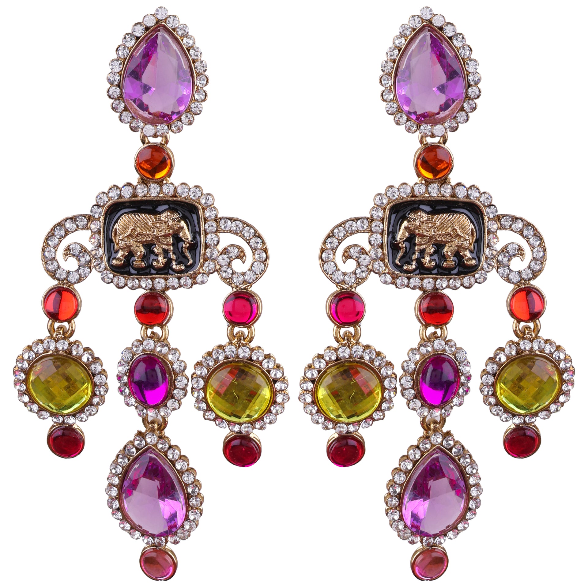 Lilac Yellow Varsha Designer Earring