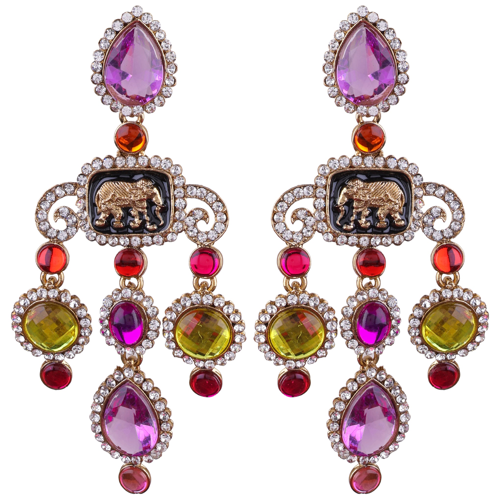 Lilac Yellow Varsha Designer Earring