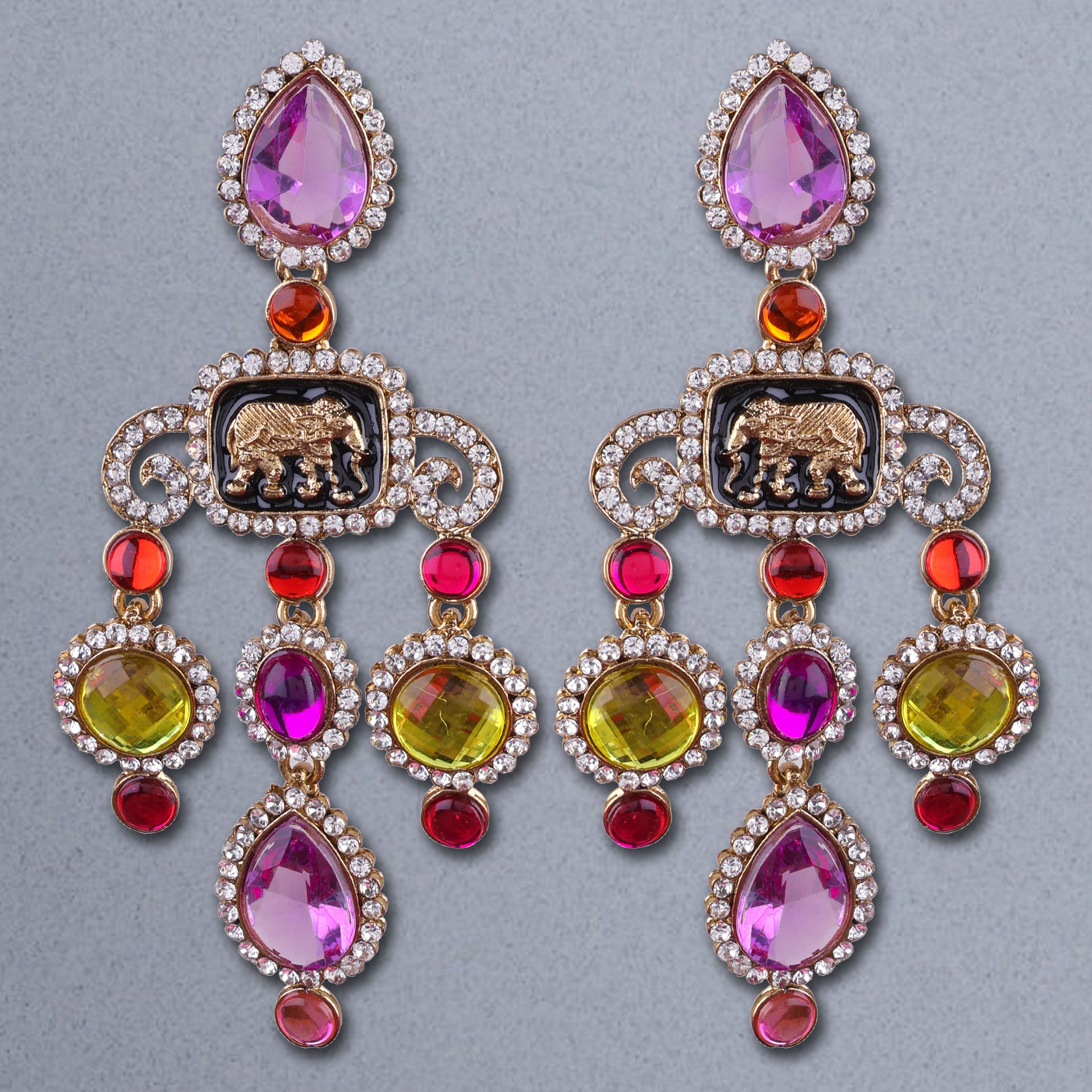 Lilac Yellow Varsha Designer Earring