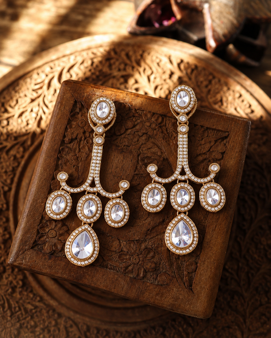 White Garima Premium Designer Zircone Earring