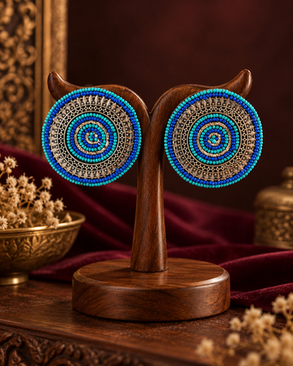 Blue Aabroo Oxidised Earrings