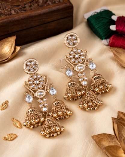 White Riddhanshi Kashmiri Look Ghunghru Jhumki Earring