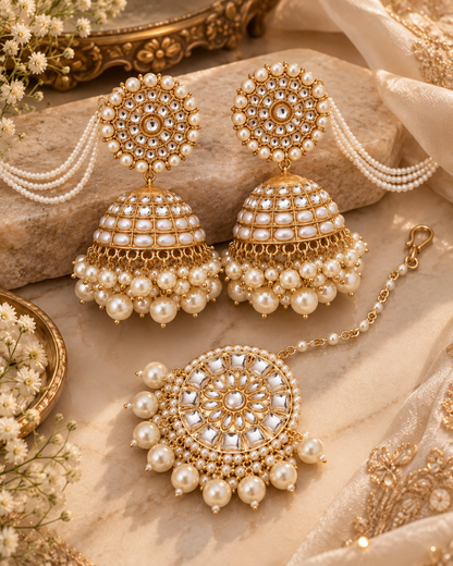 Pearl Guneet Sahara Jhumka & Teeka Combo Set