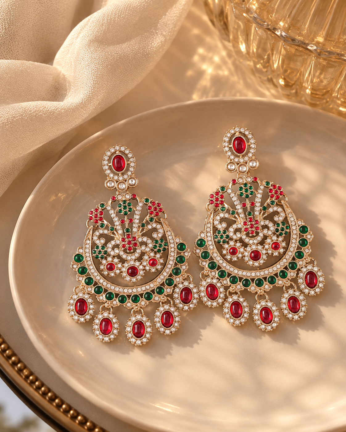 Ruby Green Niranjana Premium Designer Zircone Earring