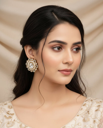 White Meehira Premium Stud Earring