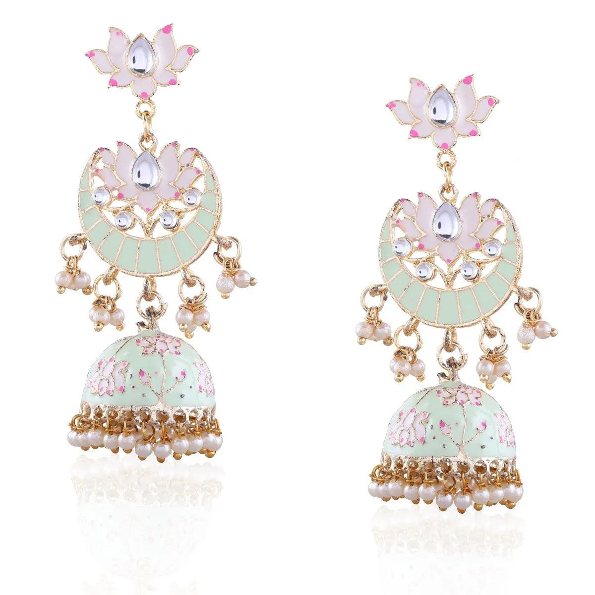 Mint Green Long Moon Jhumka