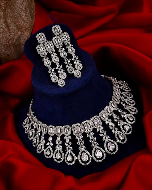 Silver Melissa American Diamond Choker Set
