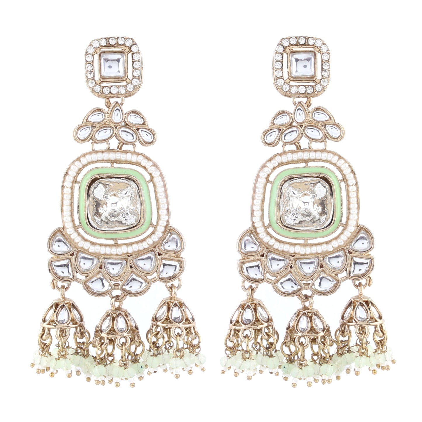 Mint Green Anay Designer Earring with Jhumki Detailing
