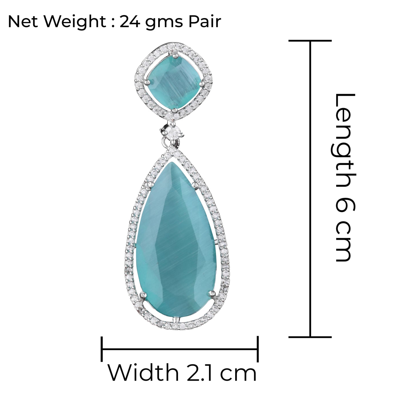 Mint Green Ezra American Diamond Earring