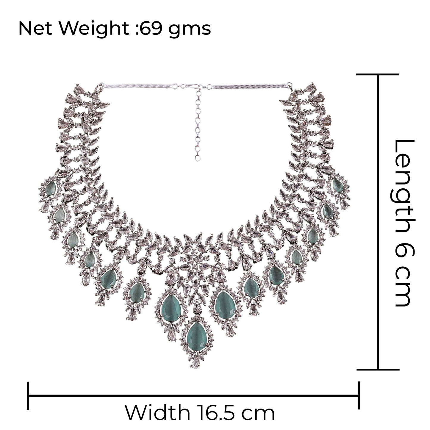 Mint Vineeta American Diamond Necklace Set