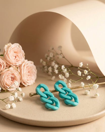 Teal Ophelia Stud Earrings