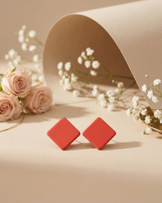 Coral Marjorie Stud Earrings